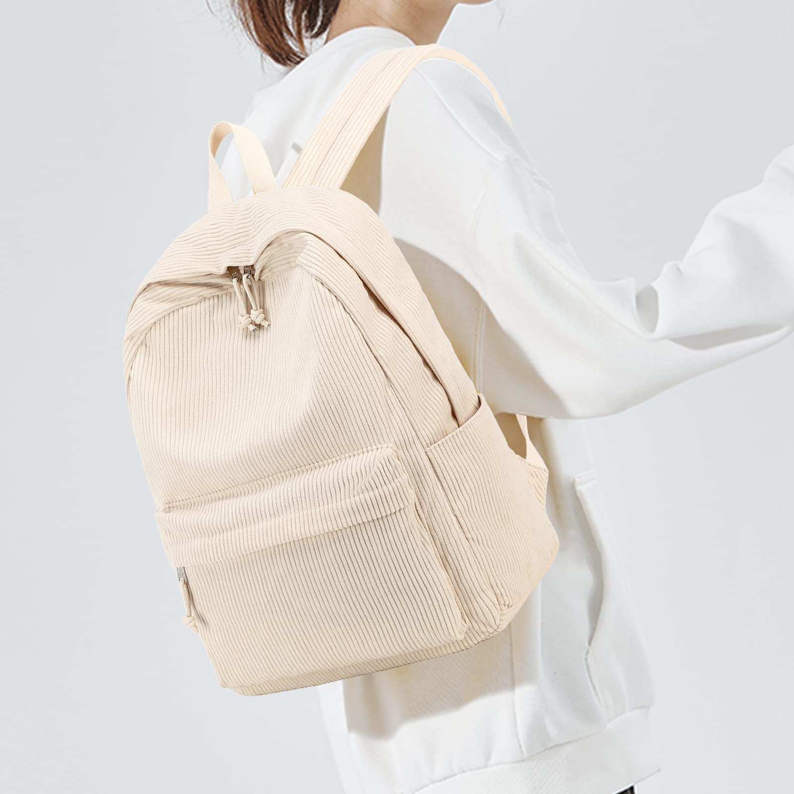 Foto 3 pulgar | Mochila Escolar Btoop De Pana Para Adolescentes Con Portátil De 17 Pulgadas, Color Beige - Venta Internacional.