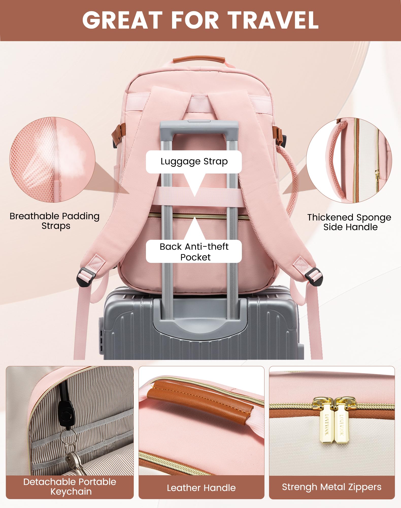 Foto 8 pulgar | Mochila De Viaje Lovevook 40l Impermeable Para Mujeres Y Hombres - Venta Internacional.
