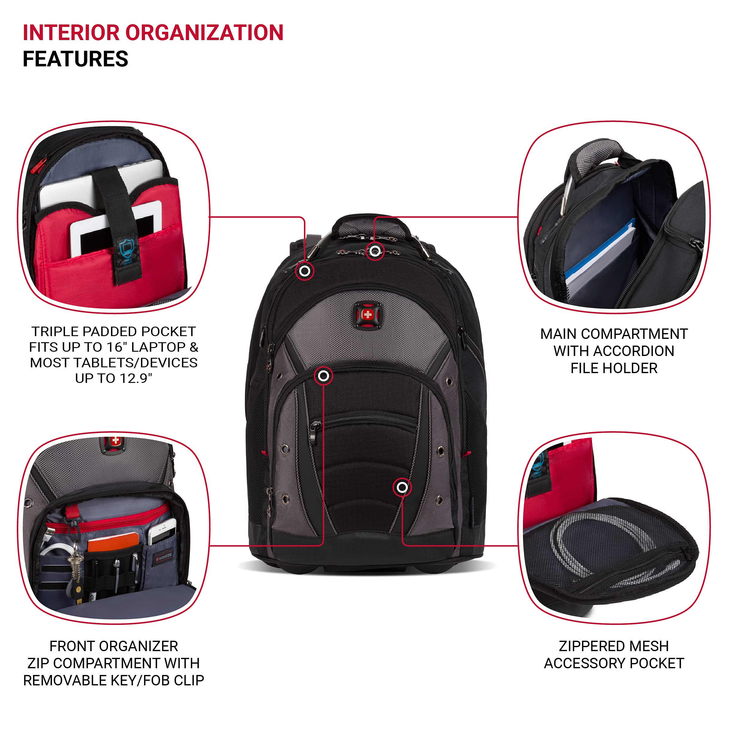 Foto 5 pulgar | Maleta Wenger Synergy 45 Cm Negro/gris Con Bolsillo Para Portátil - Venta Internacional.