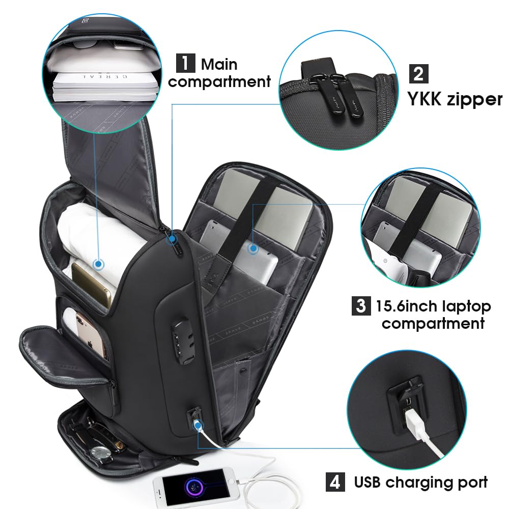 Foto 3 pulgar | Mochila Bange Para Portátil Empresarial De 15,6 Pulgadas Con Puerto De Carga Usb - Venta Internacional.