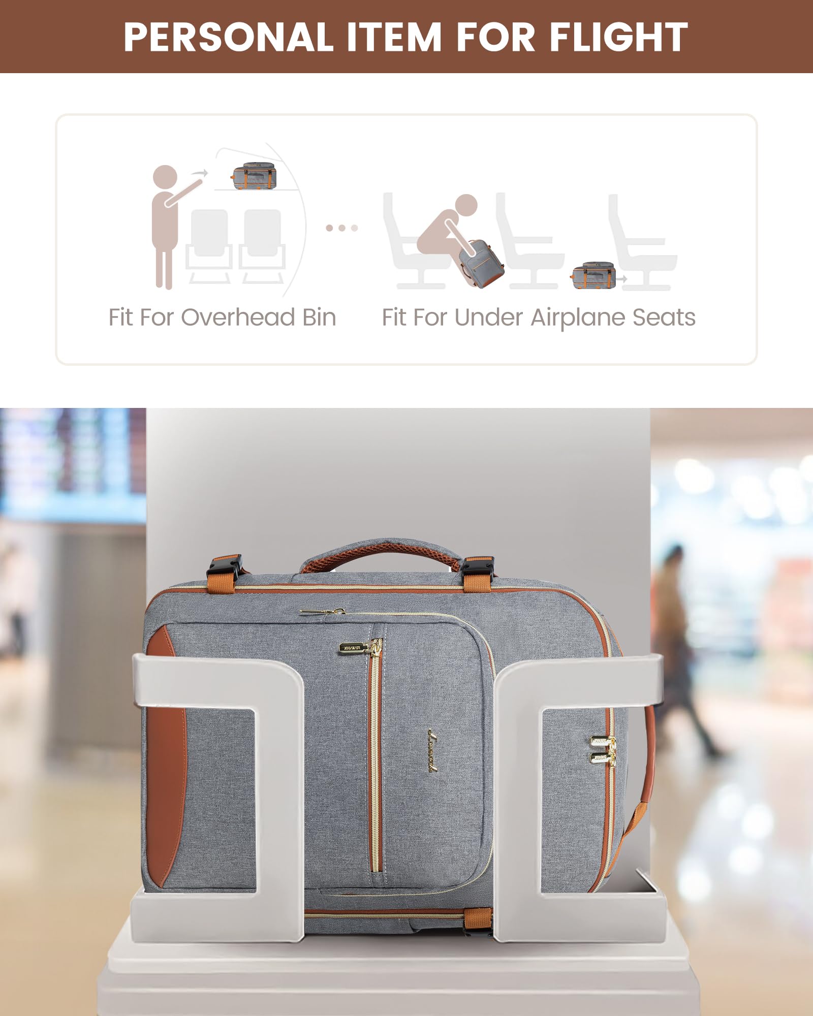 Foto 5 pulgar | Mochila De Viaje Lovevook Carry On De 40 Litros Con Portátil De 17 Pulgadas, Gris - Venta Internacional.