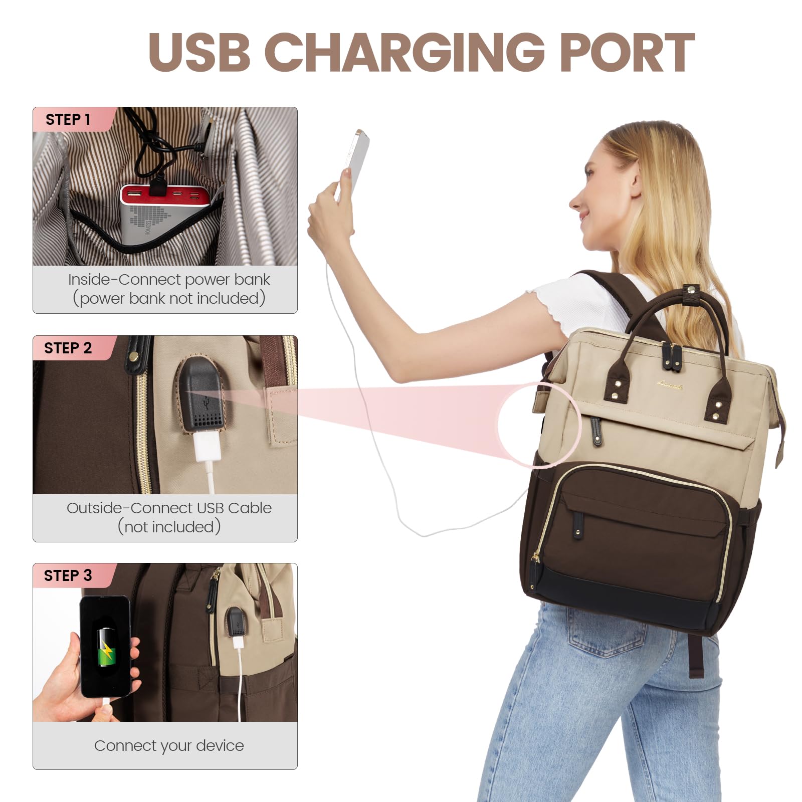 Foto 5 | Mochila Para Portátil Lovevook Para Mujer De 17 Pulgadas A Prueba De Agua - Venta Internacional.