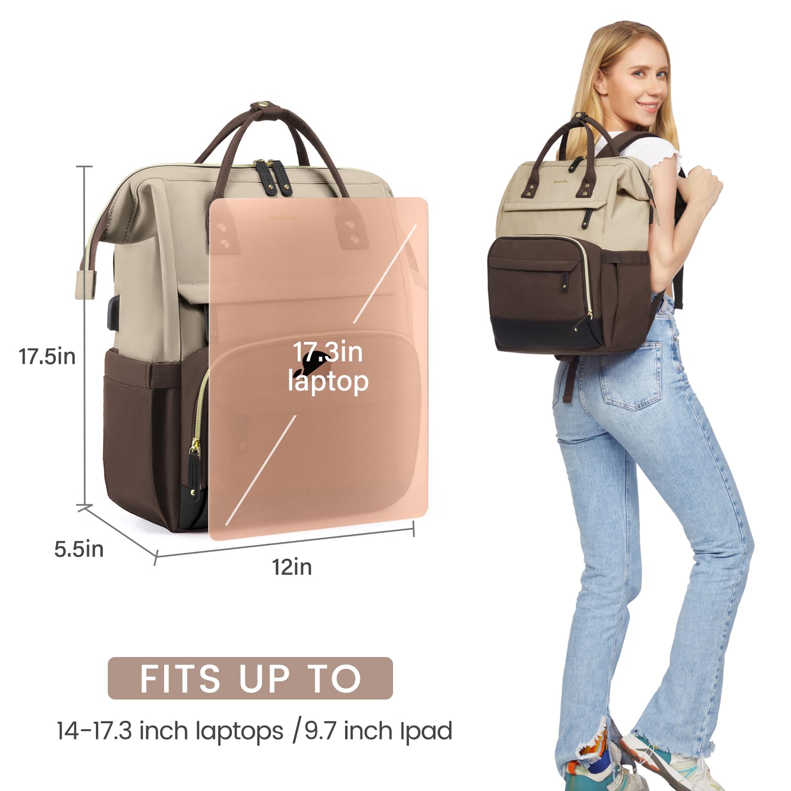 Foto 7 pulgar | Mochila Para Portátil Lovevook Para Mujer De 17 Pulgadas A Prueba De Agua - Venta Internacional.