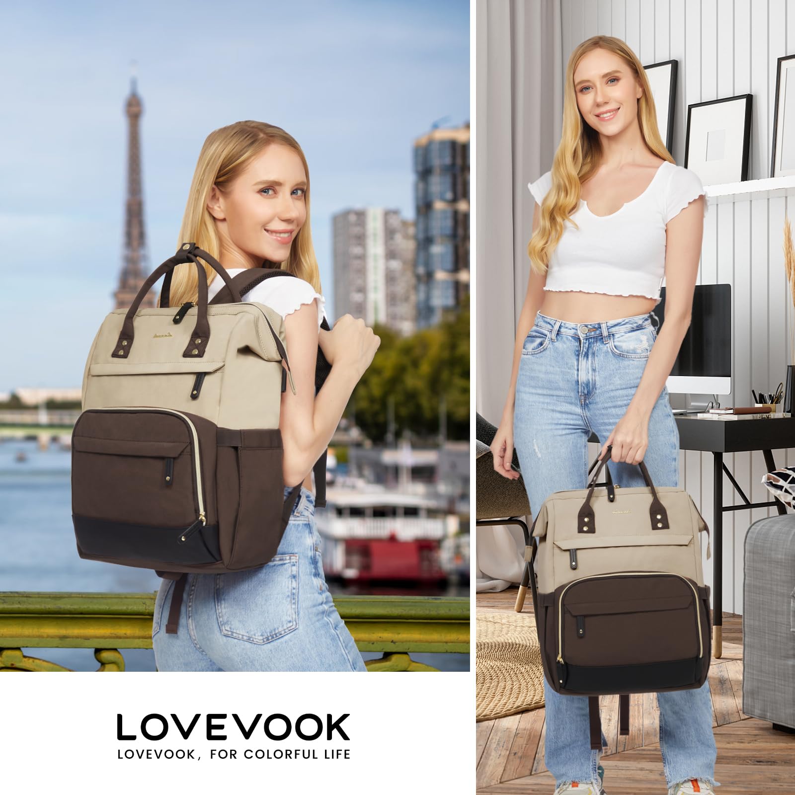 Foto 7 | Mochila Para Portátil Lovevook Para Mujer De 17 Pulgadas A Prueba De Agua - Venta Internacional.