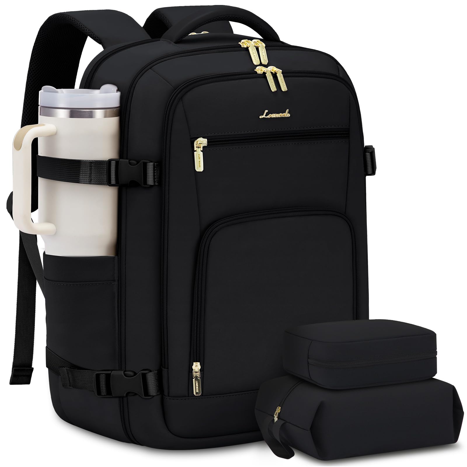 Mochila De Viaje Lovevook Carry On De 40 Litros Para Mujeres Y Hombres, Color Negro - Venta Internacional.