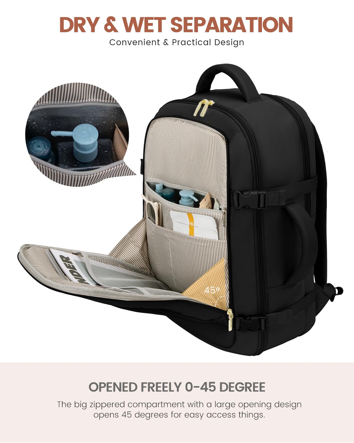 Foto 8 pulgar | Mochila De Viaje Lovevook Carry On De 40 Litros Para Mujeres Y Hombres, Color Negro - Venta Internacional.