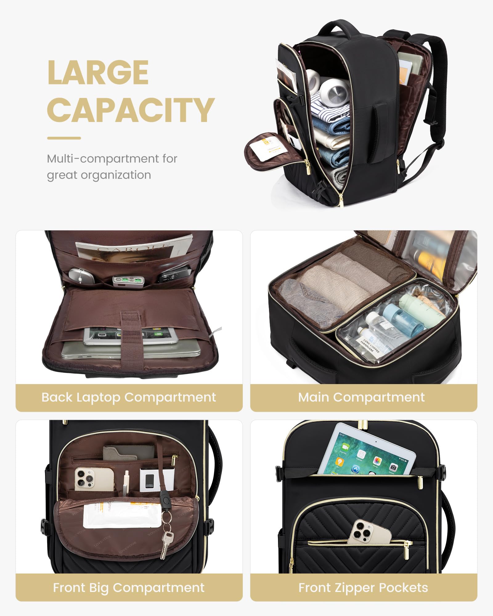 Foto 4 pulgar | Mochila De Viaje Lovevook Large 40l Para Mujer Con Portátil De 17 Pulgadas - Venta Internacional.