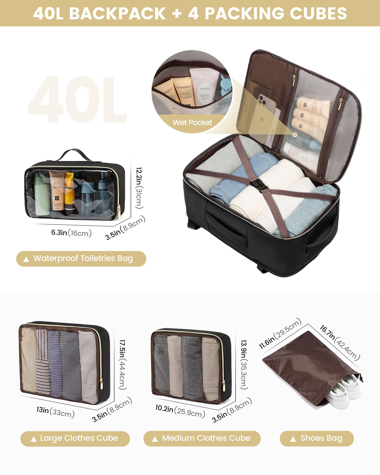 Foto 5 | Mochila De Viaje Lovevook Large 40l Para Mujer Con Portátil De 17 Pulgadas - Venta Internacional.