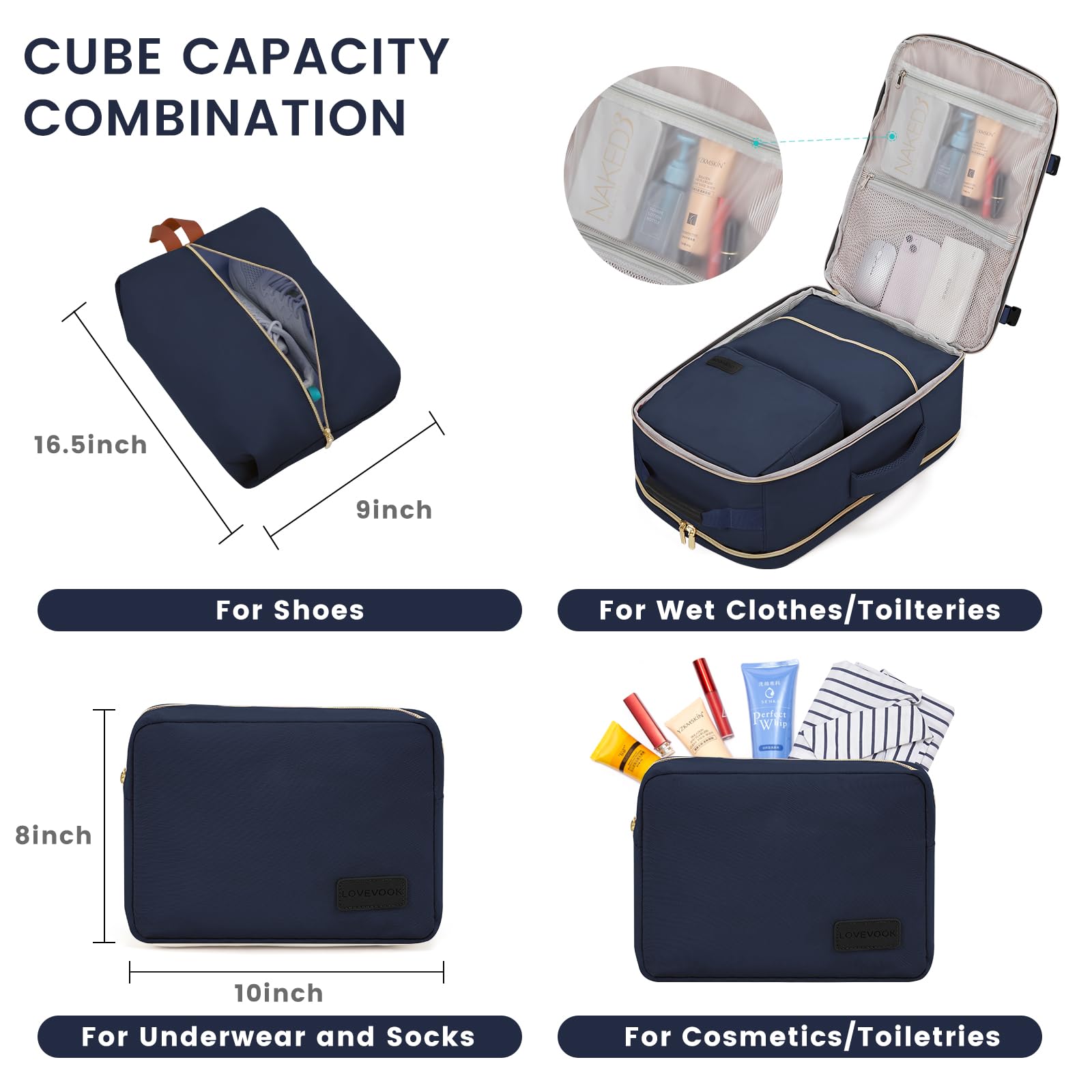 Foto 6 pulgar | Mochila De Viaje Lovevook 40l Para Portátil De 17'' Para Mujer Y Hombre, Azul - Venta Internacional.