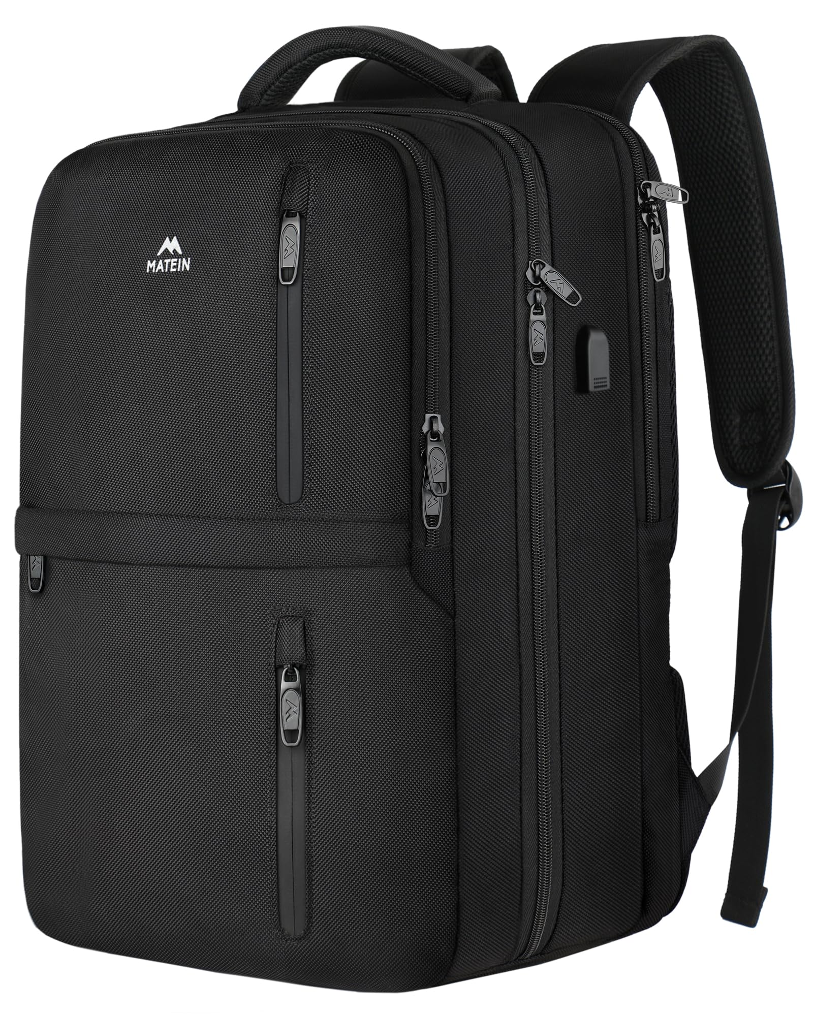 Mochila Matein Extra Large Carry On 45 L Con Puerto Usb Negra - Venta Internacional.