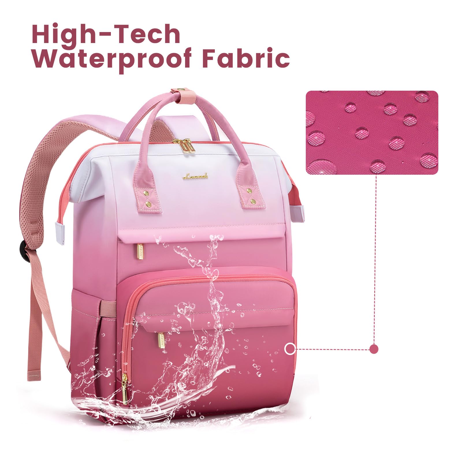 Foto 6 pulgar | Mochila Para Portátil Lovevook Gradient 15.6 Pulgadas, Impermeable, Rosa - Venta Internacional.
