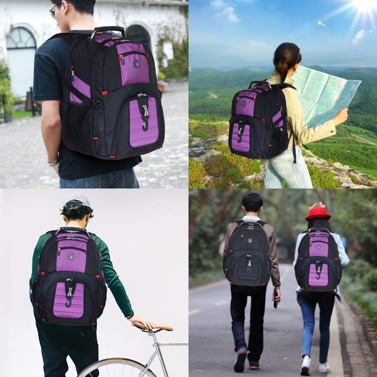 Foto 8 pulgar | Mochila Shrradoo Extra Large Para Portátil De Viaje De 50 L, 17 Pulgadas, Color Morado - Venta Internacional.