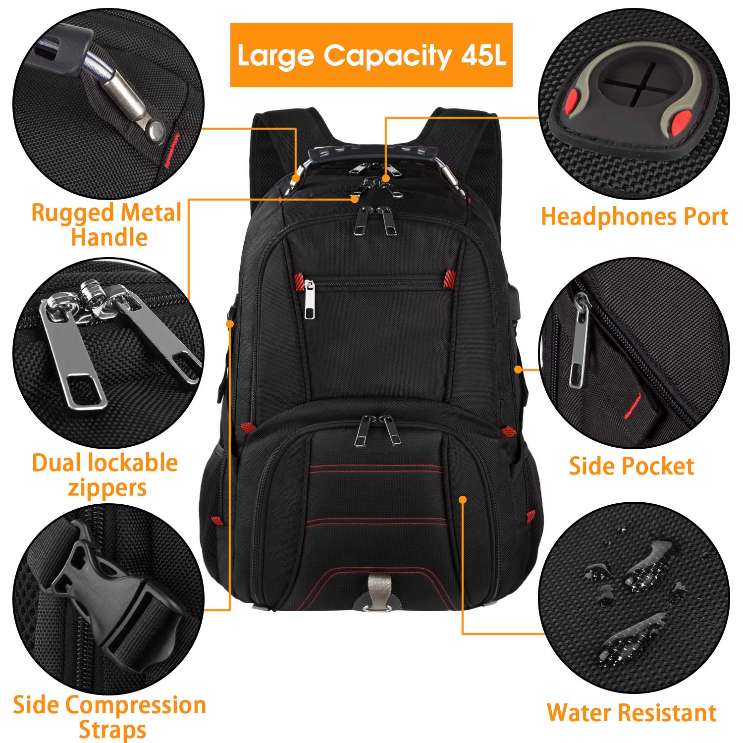 Foto 4 pulgar | Mochila Ltinveck Para Portátil De Viaje Extra Grande Con Rfid De 17 Pulgadas - Venta Internacional.