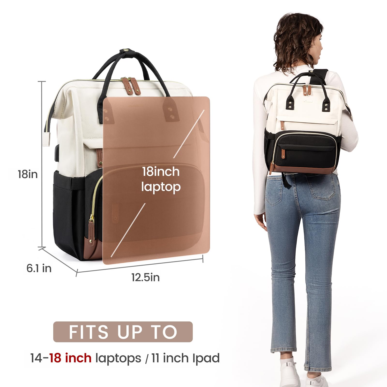 Foto 7 pulgar | Mochila Para Portátil Lovevook Para Mujer, 45 Cm, Impermeable, 18 Pulgadas - Venta Internacional.