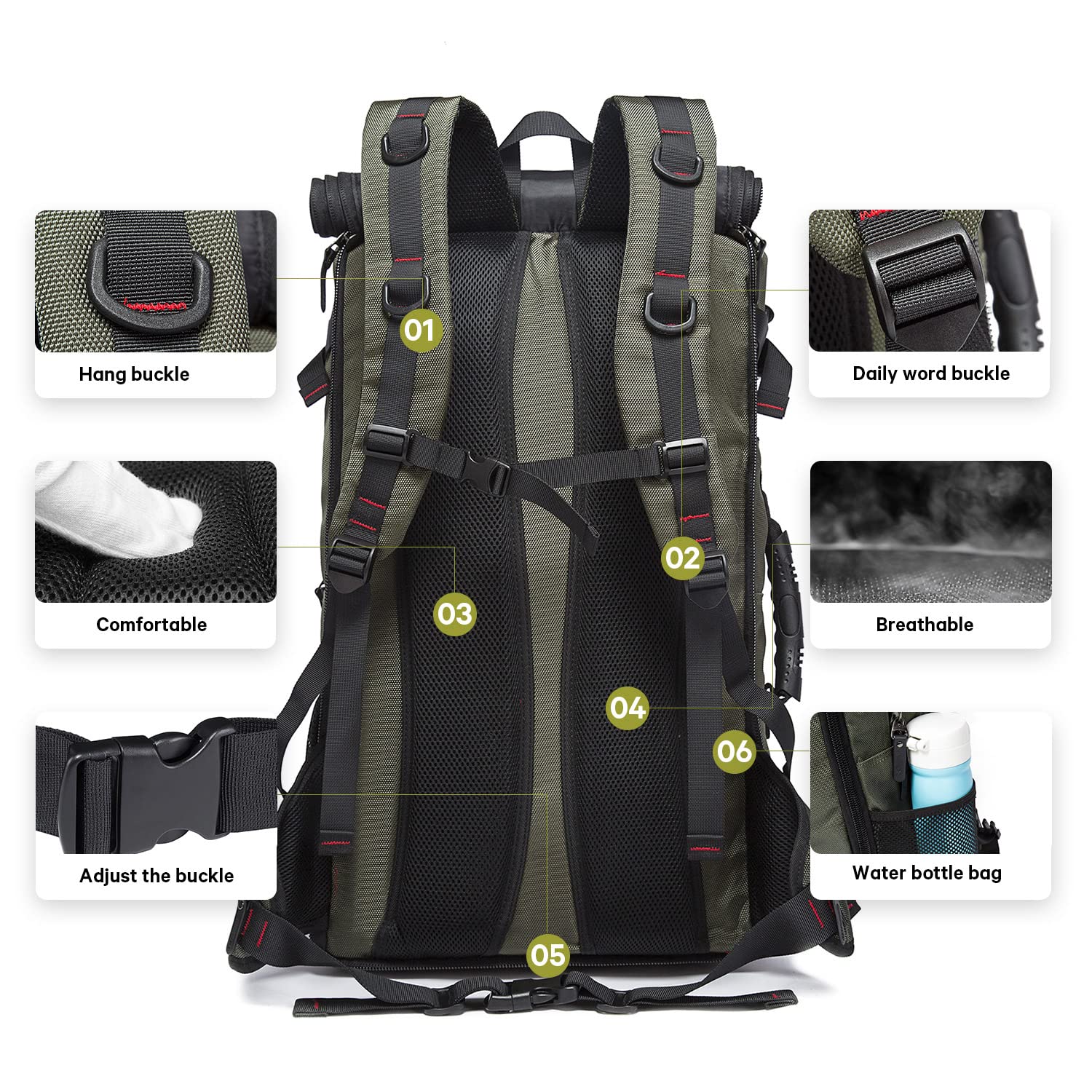 Foto 5 pulgar | Mochila De Viaje Kaka 2070 Durable Convertible De 35 L Para Portátil De 15.6 - Venta Internacional.