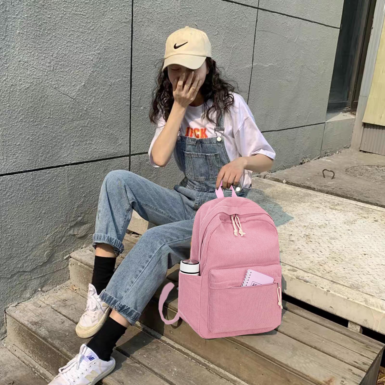 Foto 7 | Mochila Escolar Btoop De Pana Para Portátil De 17 Pulgadas, Color Rosa - Venta Internacional.