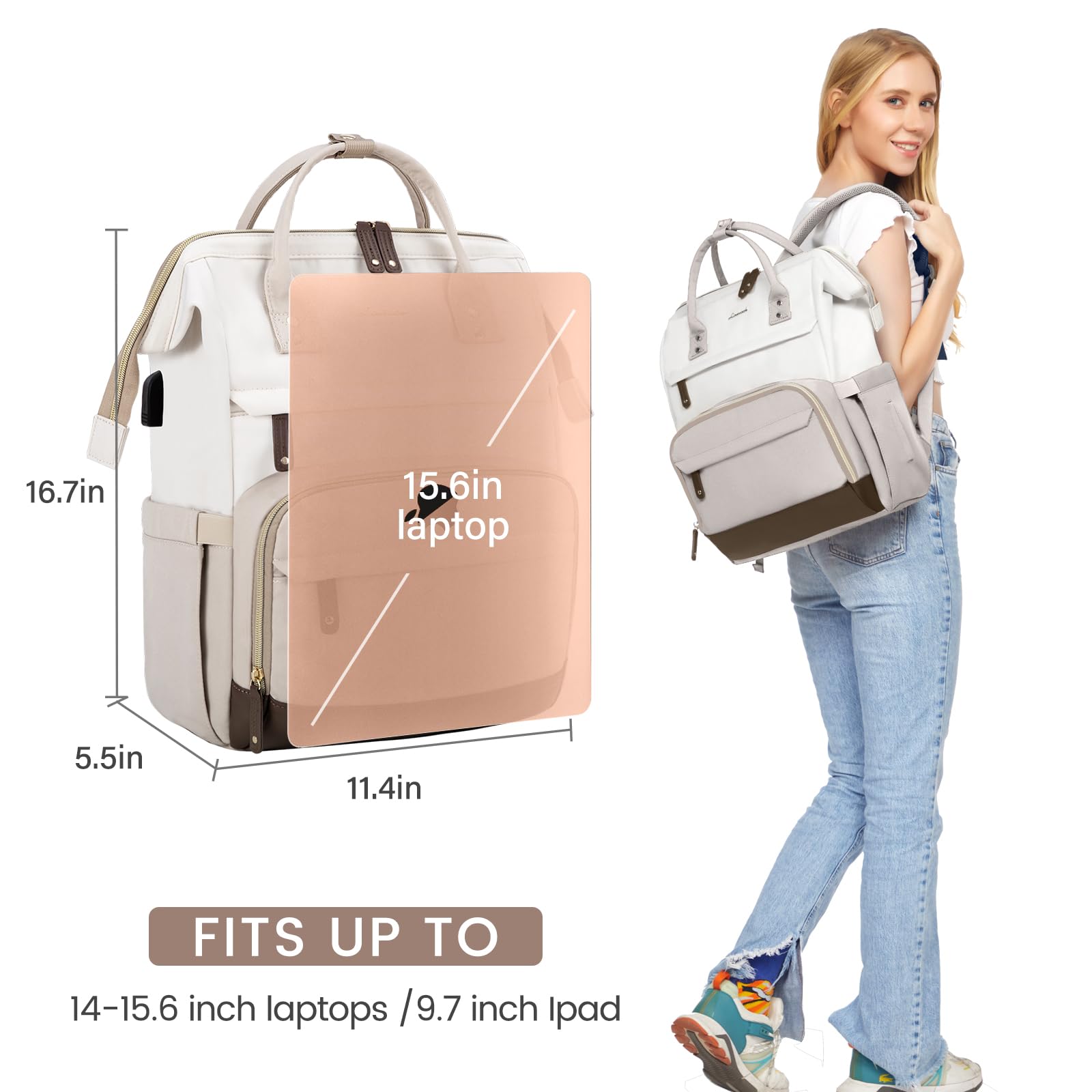 Foto 6 | Mochila Lovevook Laptop 15.6'' Impermeable Para Mujer - Venta Internacional.