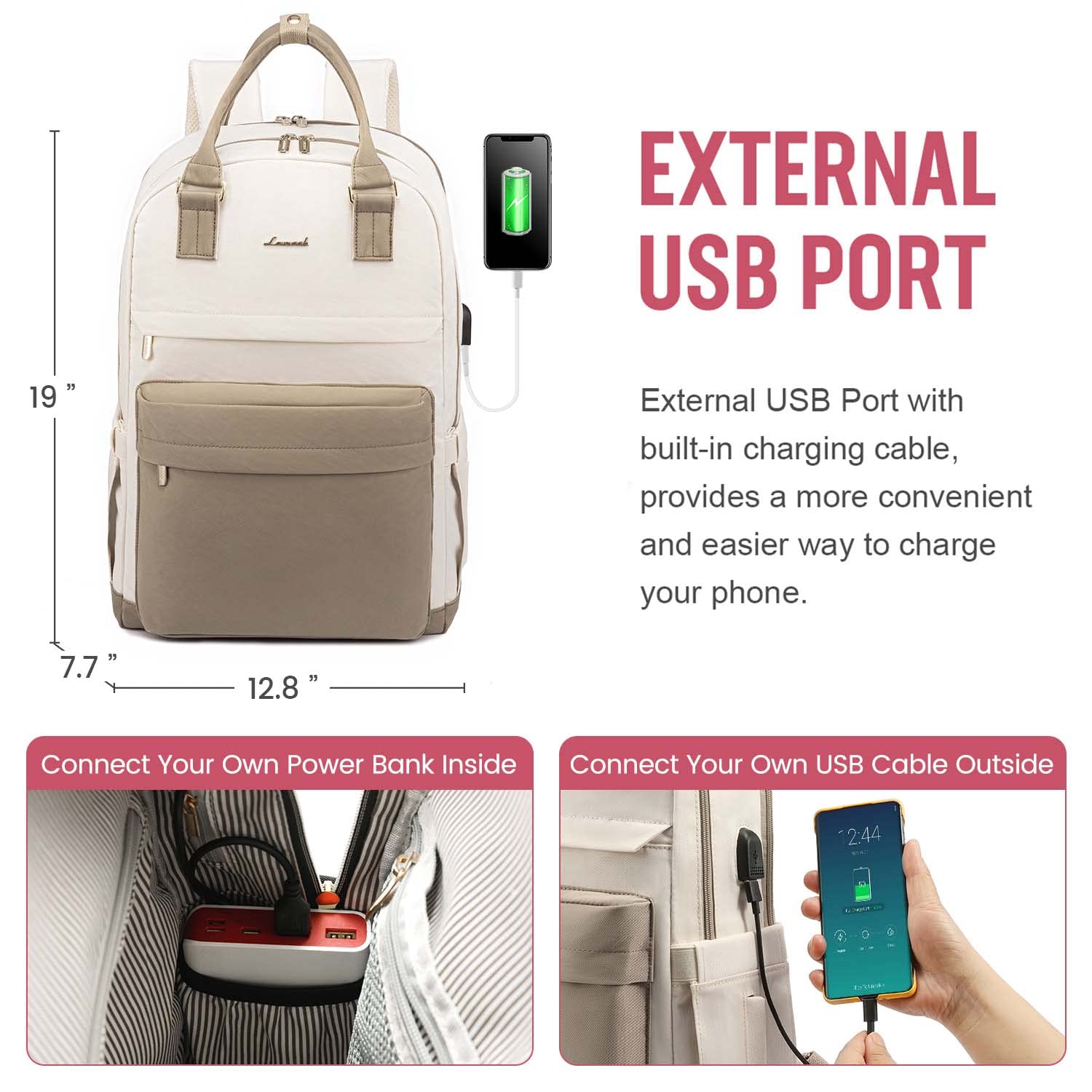 Foto 6 pulgar | Mochila Para Portátil Lovevook Para Mujer De 17,3'' Con Puerto Usb A Prueba De Agua - Venta Internacional.