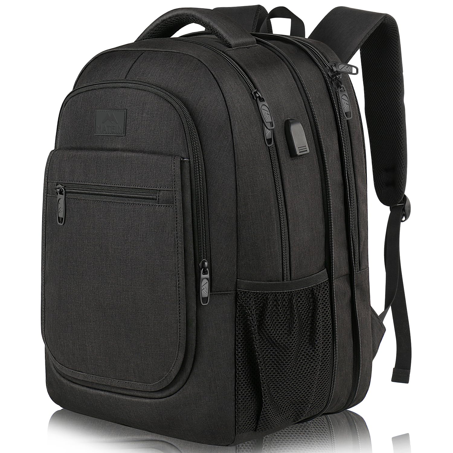 Mochila Matein Para Portátil Ampliable De Viaje, 15.6 Pulgadas, Usb, Negra - Venta Internacional.