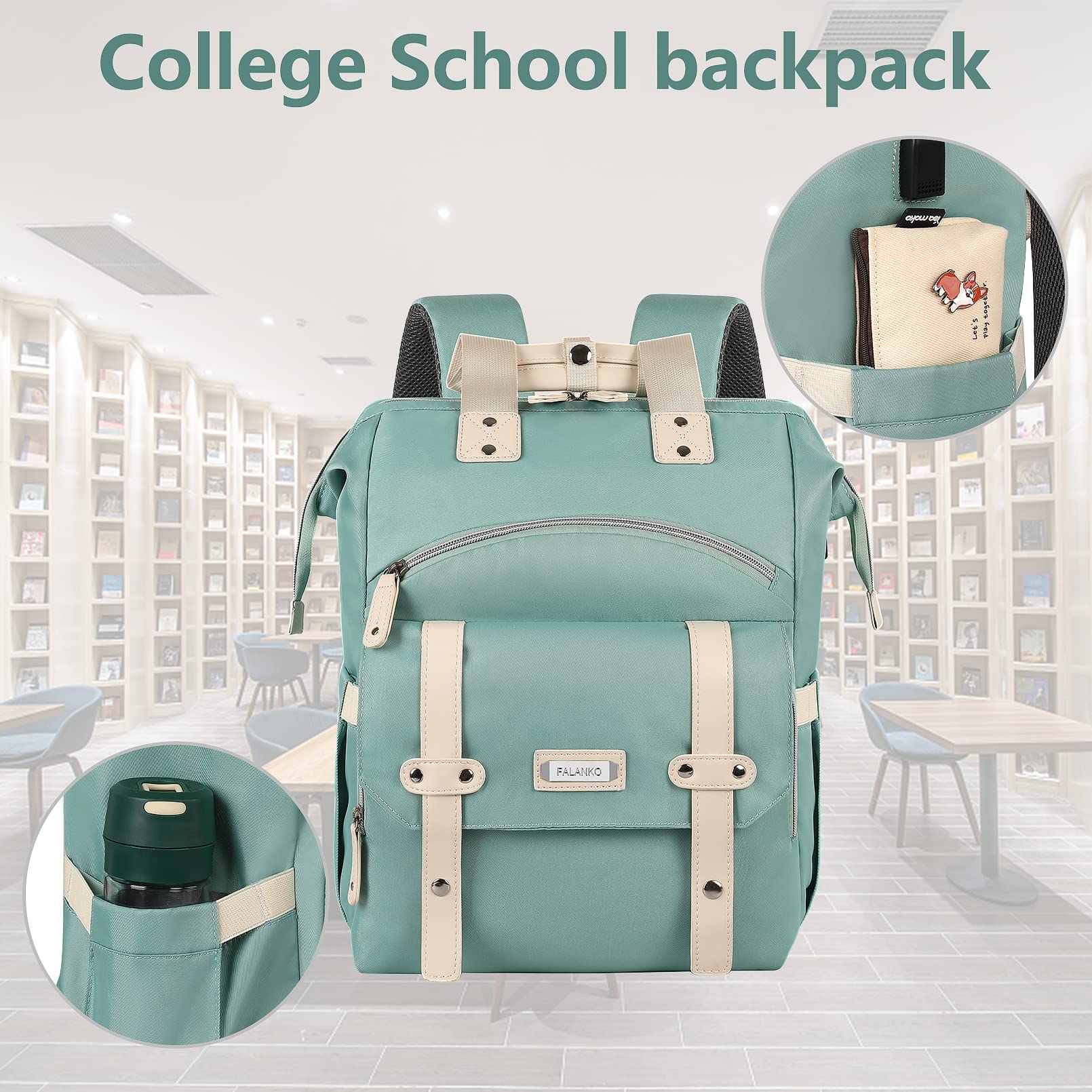 Foto 5 pulgar | Mochila Para Portátil Falanko Para Mujer De 17,3'' Con Puerto De Carga Usb - Venta Internacional.