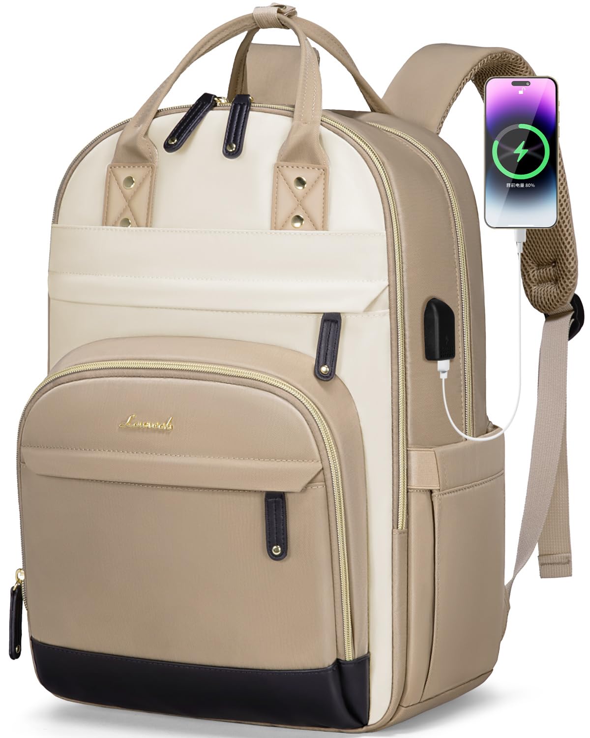 Mochila Para Portátil Lovevook Para Mujer De 15.6 Pulgadas, Color Caqui-beige - Venta Internacional.