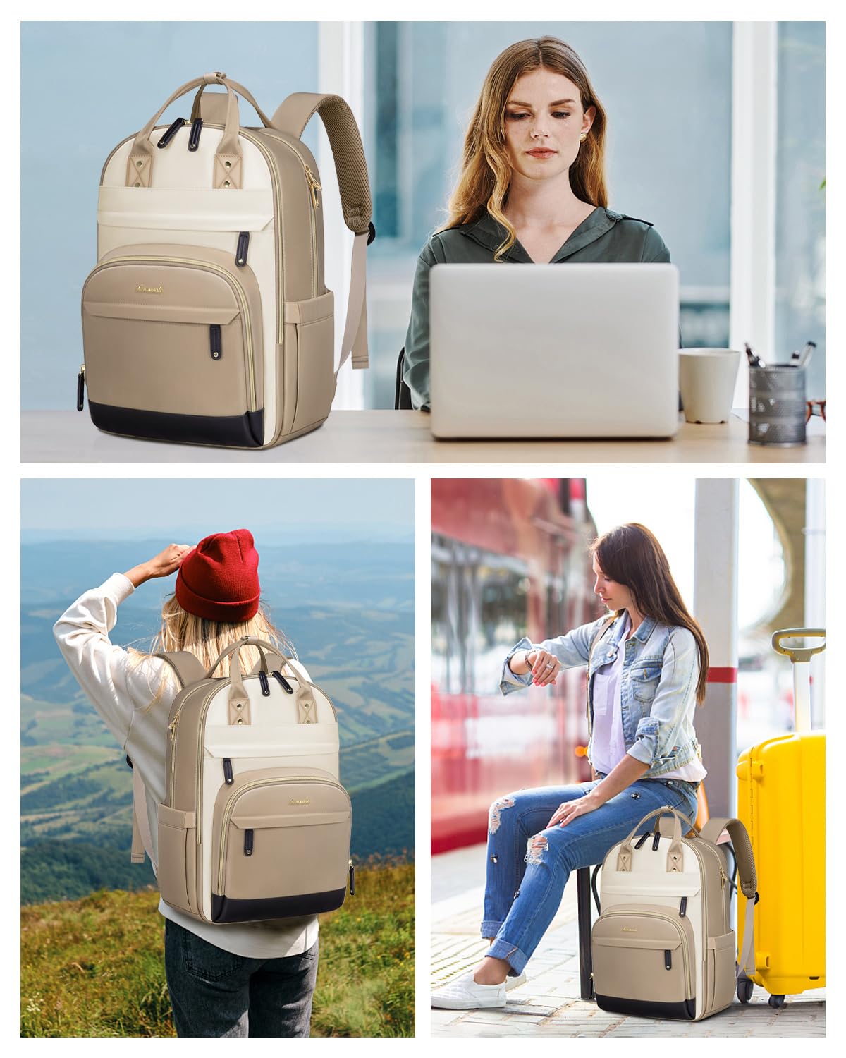 Foto 3 pulgar | Mochila Para Portátil Lovevook Para Mujer De 15.6 Pulgadas, Color Caqui-beige - Venta Internacional.