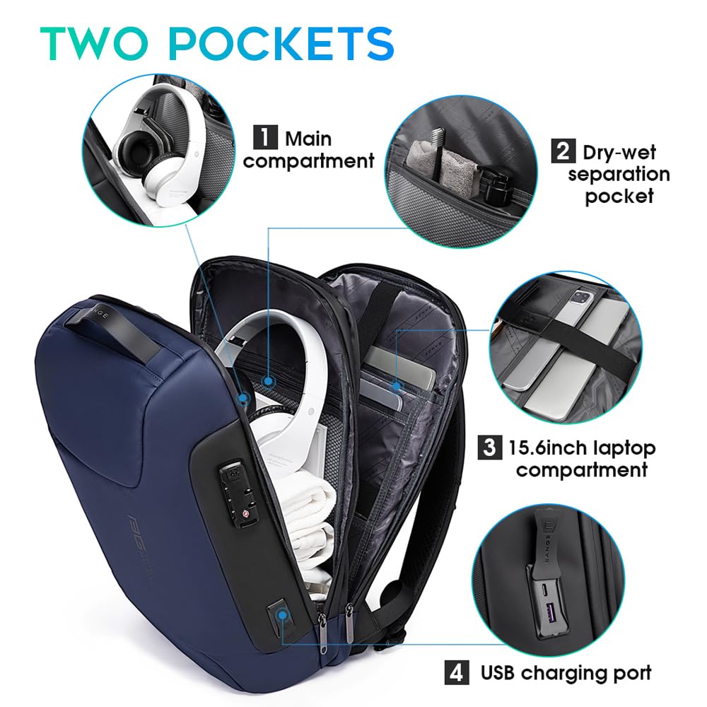 Foto 4 pulgar | Mochila Bange Antirrobo Business Para Portátil De 15,6 Pulgadas Con Usb - Venta Internacional.