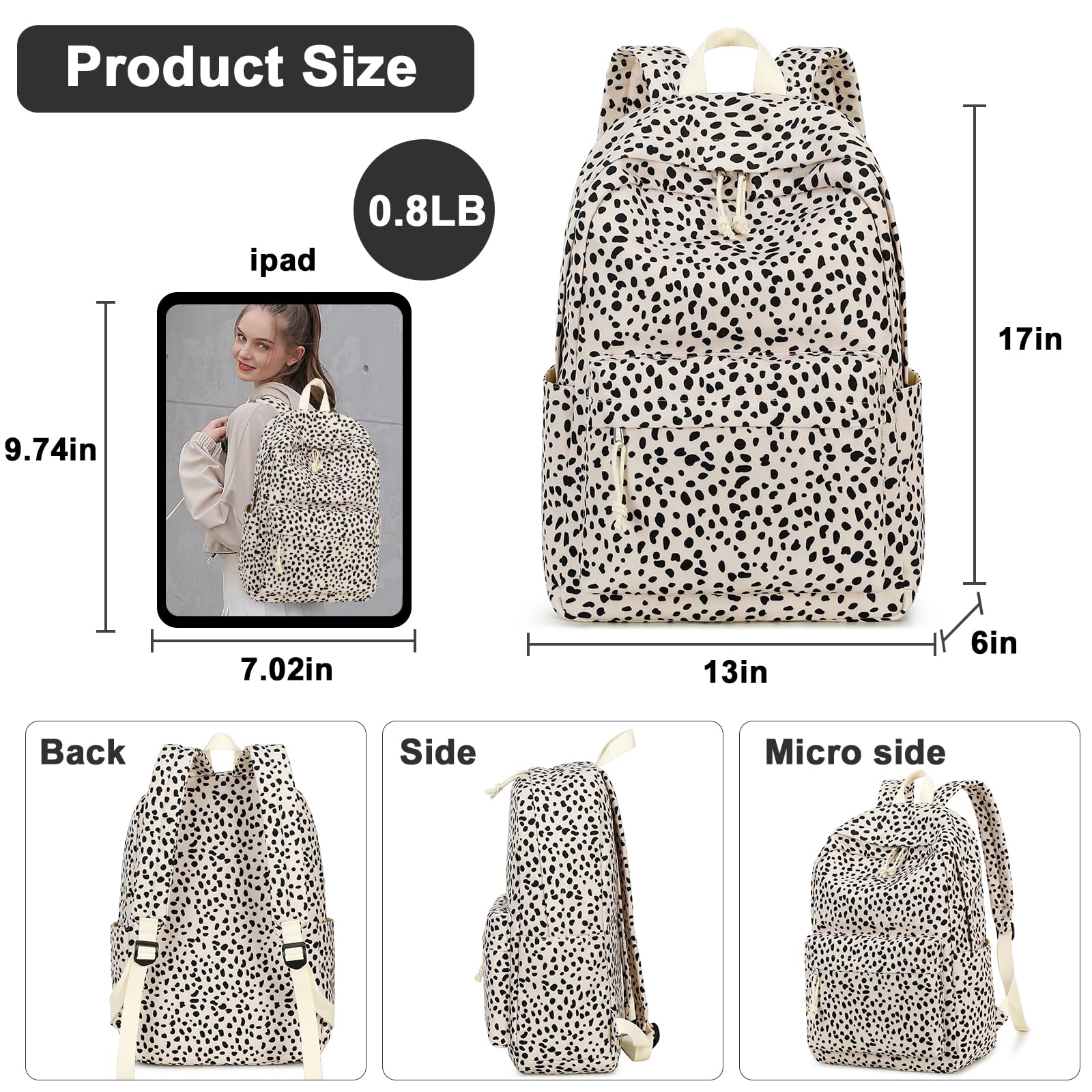 Foto 3 | Mochila Escolar Btoop Leopard Para Adolescentes Y Mujeres Con Portátil De 17 Pulgadas - Venta Internacional.