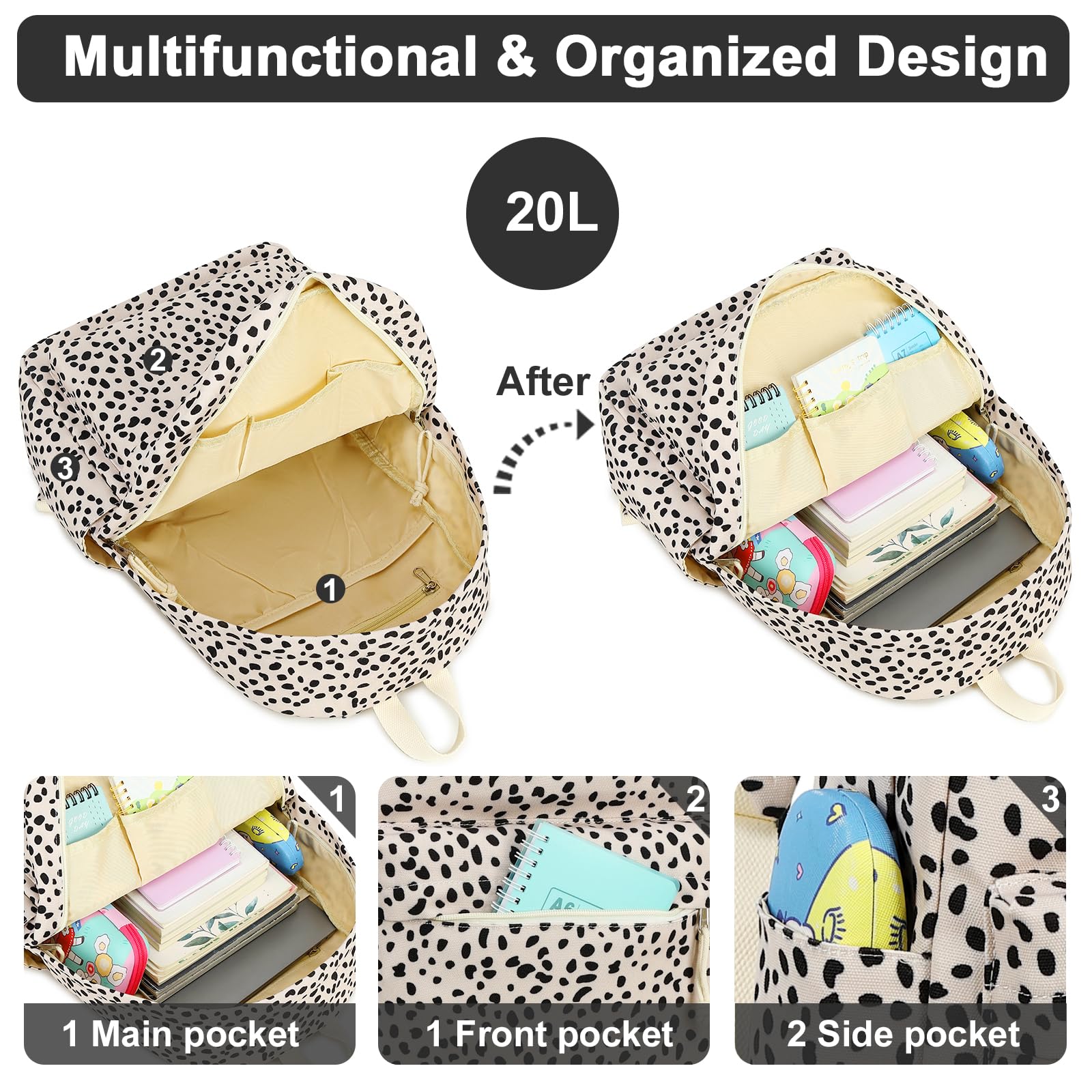 Foto 5 pulgar | Mochila Escolar Btoop Leopard Para Adolescentes Y Mujeres Con Portátil De 17 Pulgadas - Venta Internacional.