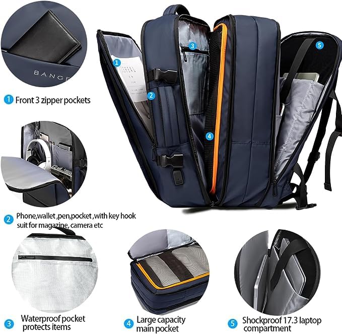 Foto 3 pulgar | Mochila De Viaje Bange 35l Carry On Para Hombre Con Compartimento Para Portátil - Venta Internacional.
