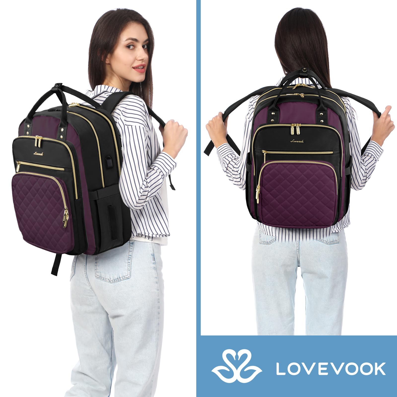 Foto 6 | Mochila Para Portátil Lovevook Para Mujer De 17 Pulgadas Resistente Al Agua - Venta Internacional.