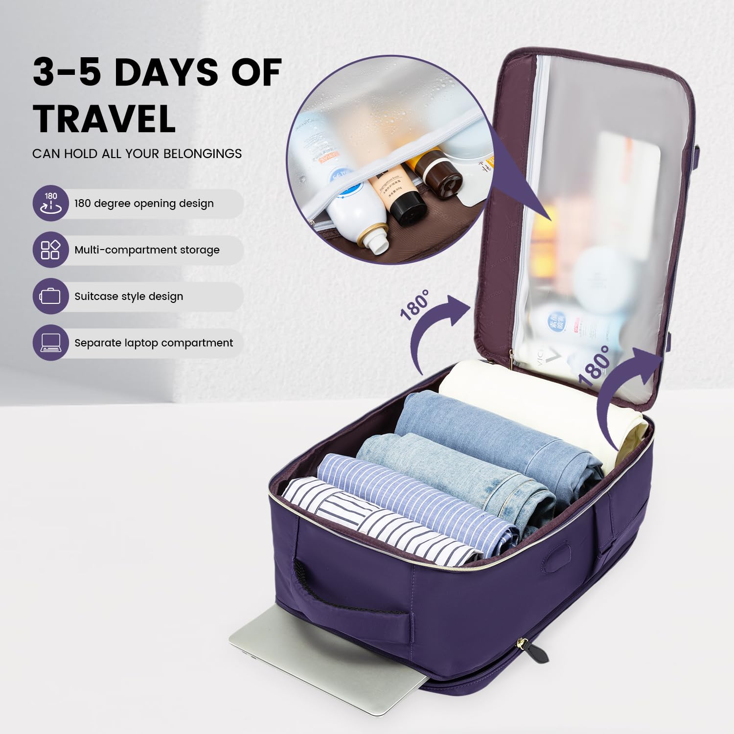 Foto 3 pulgar | Mochila De Viaje Lovevook De 40 Litros Para Mujer Con Cubos De Embalaje De 17 Pulgadas - Venta Internacional.