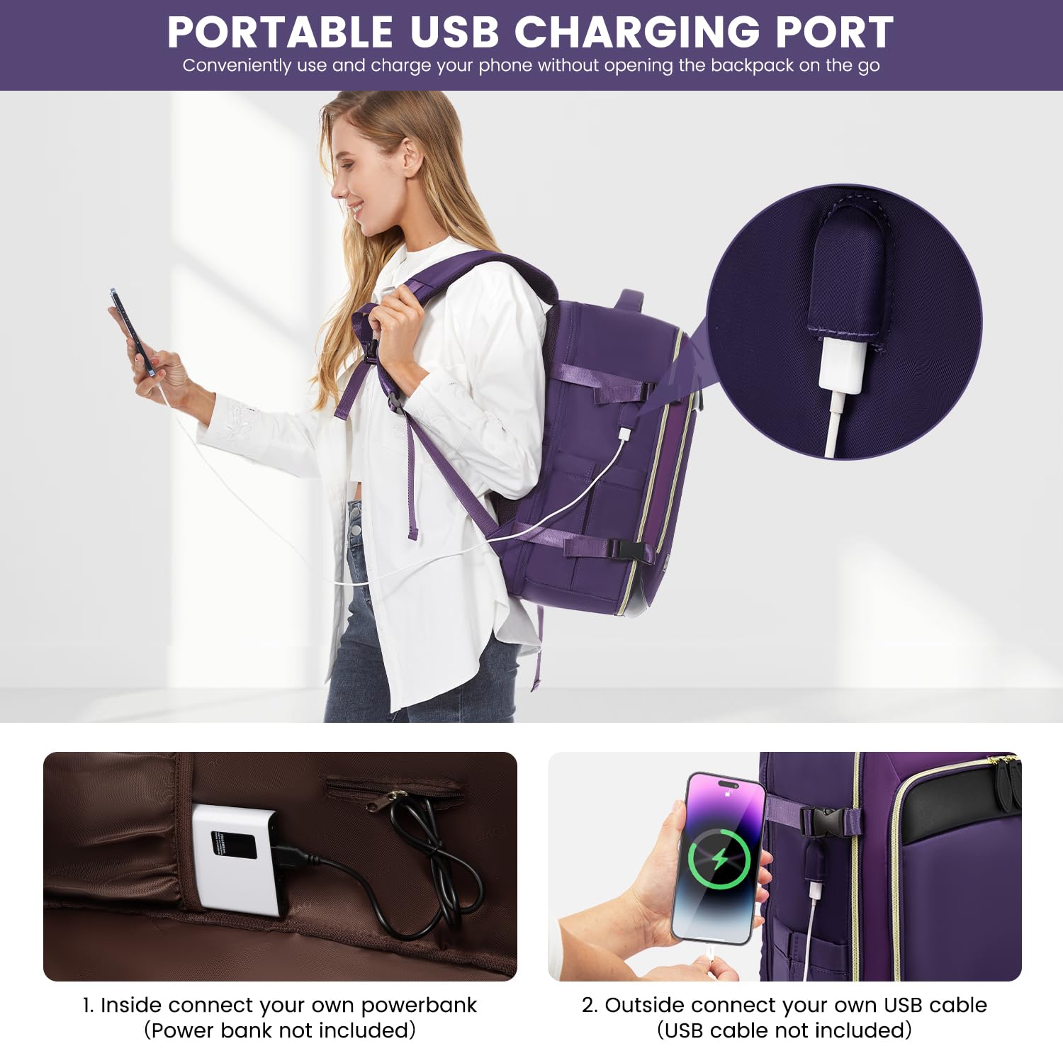 Foto 7 | Mochila De Viaje Lovevook De 40 Litros Para Mujer Con Cubos De Embalaje De 17 Pulgadas - Venta Internacional.