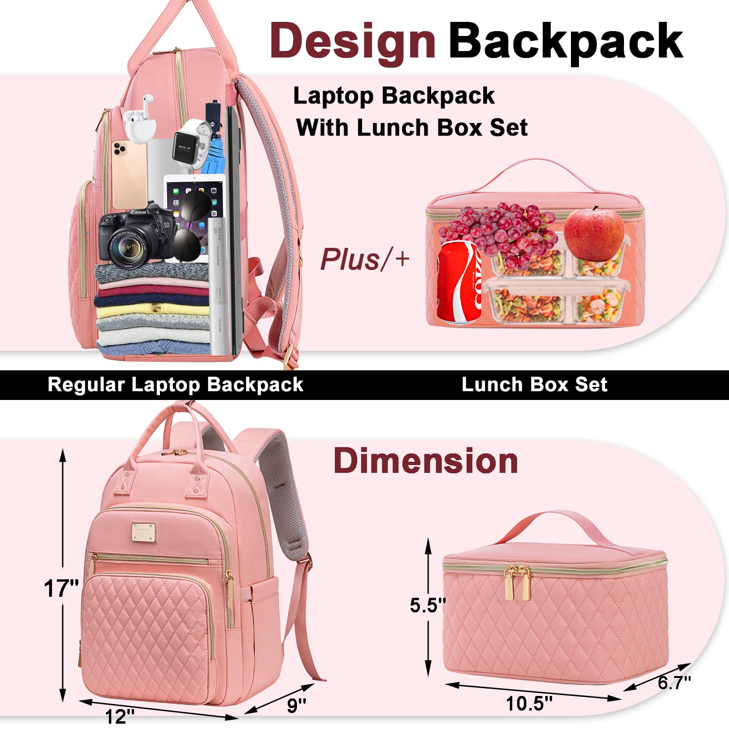 Foto 5 pulgar | Mochila De Almuerzo Weitars Para Mujer Con Mochila Para Portátil De 15,6 Pulgadas - Venta Internacional.