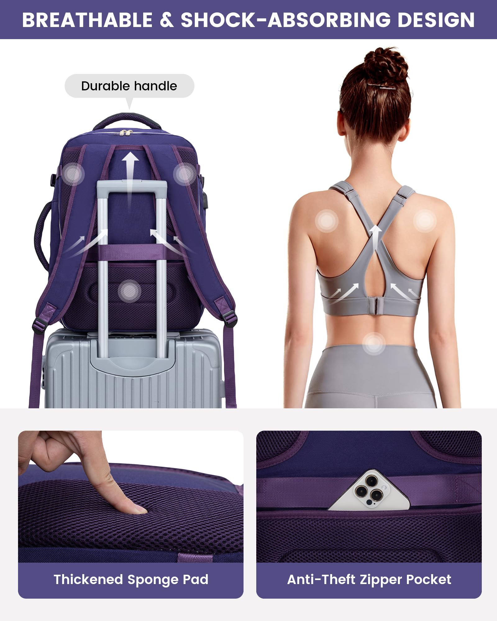 Foto 8 pulgar | Mochila Lovevook Large Travel De 40 Litros Para Mujer Con Portátil De 17 Pulgadas - Venta Internacional.