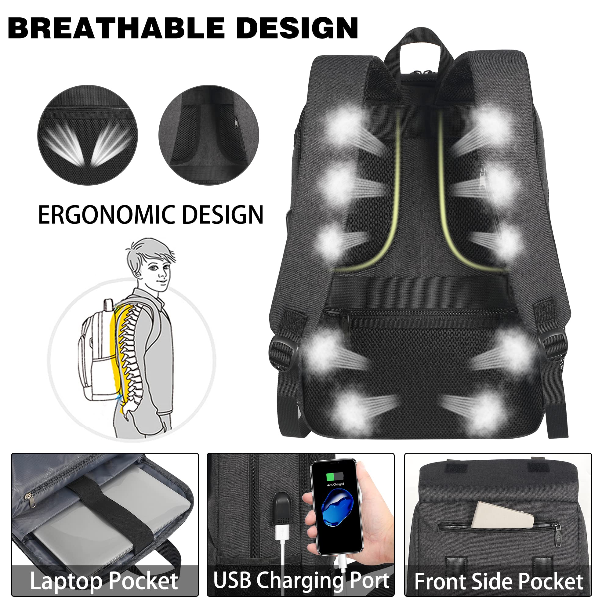 Foto 6 pulgar | Mochila De Almuerzo Matein Con Aislamiento Térmico Usb De 15.6 Pulgadas - Venta Internacional.