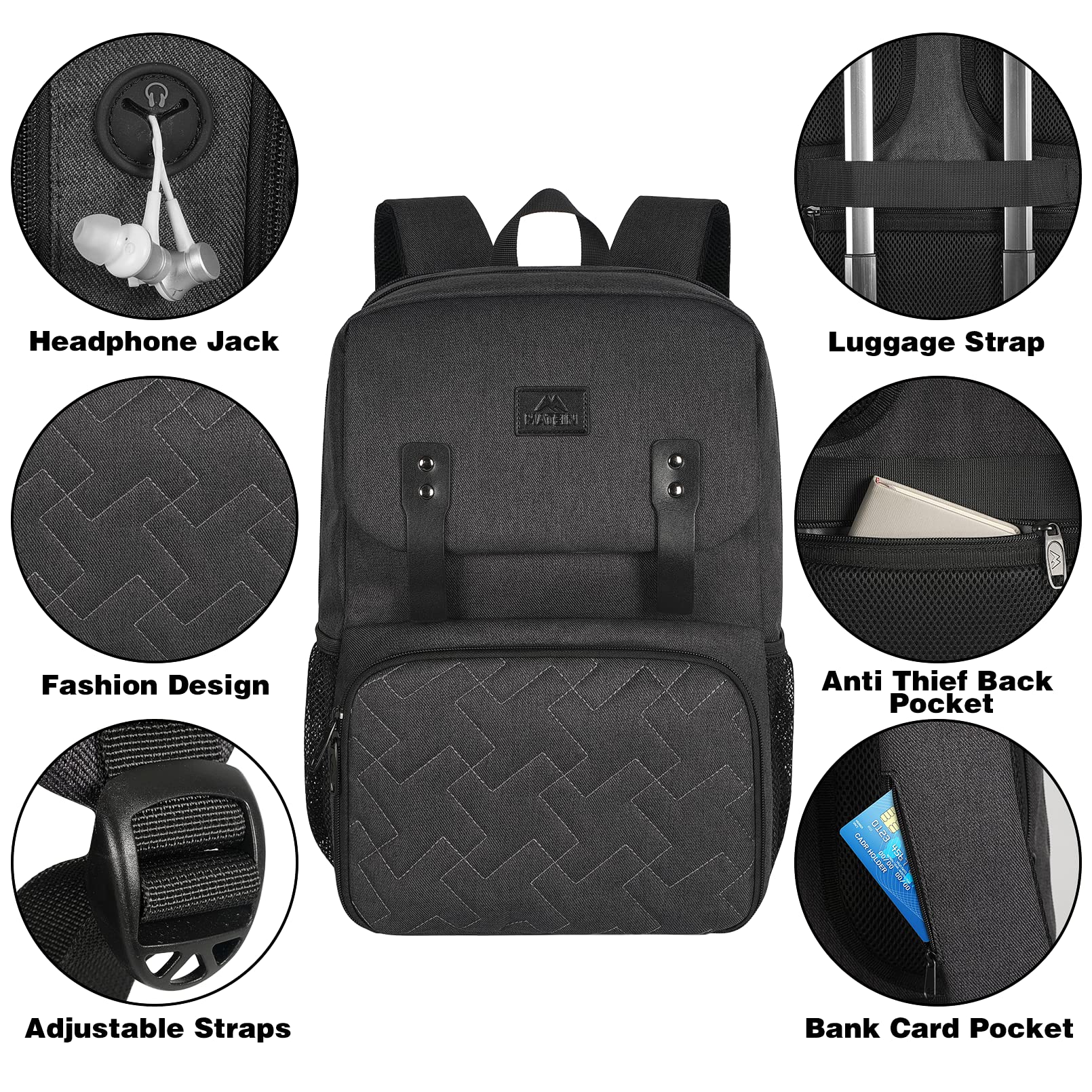 Foto 7 pulgar | Mochila De Almuerzo Matein Con Aislamiento Térmico Usb De 15.6 Pulgadas - Venta Internacional.