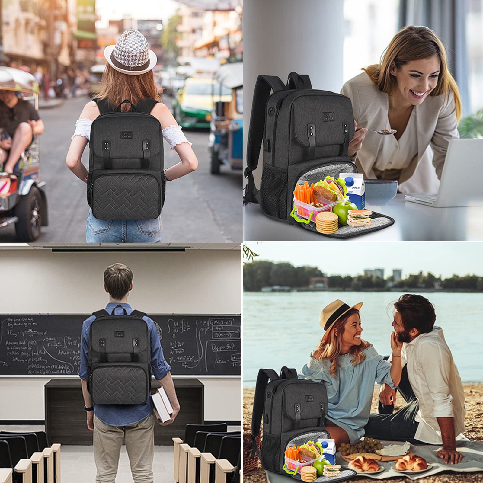 Foto 8 pulgar | Mochila De Almuerzo Matein Con Aislamiento Térmico Usb De 15.6 Pulgadas - Venta Internacional.