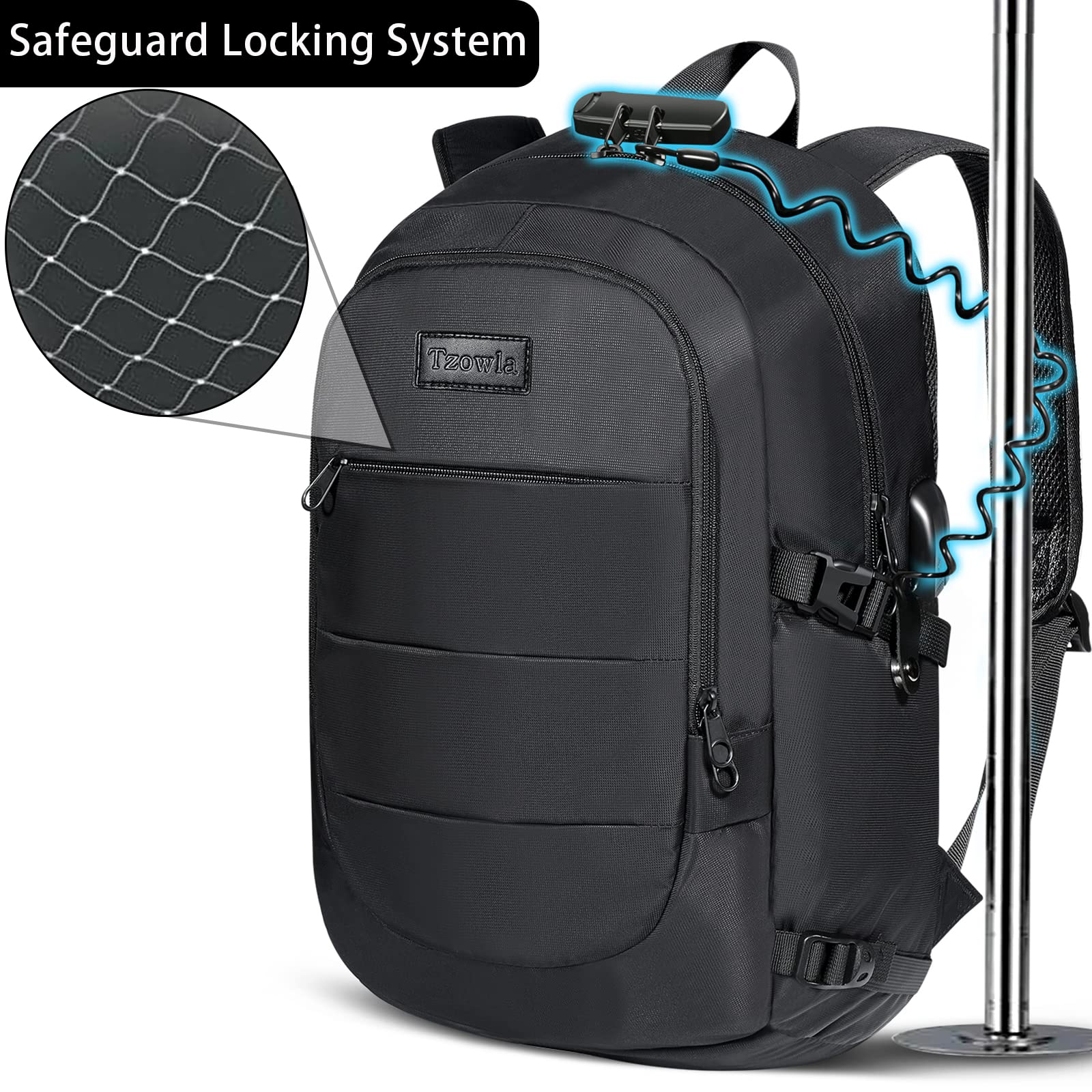 Foto 6 pulgar | Mochila Para Portátil Tzowla 35l Antirrobo Con Puerto De Carga Usb - Venta Internacional.
