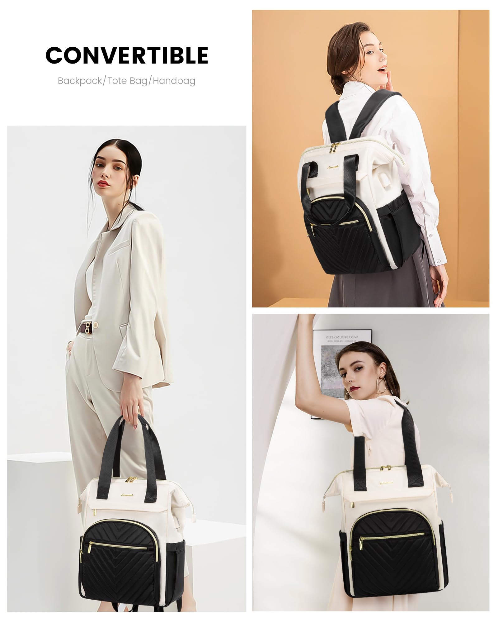 Foto 2 | Mochila Portátil Lovevook Impermeable De 17.3 Pulgadas Para Mujer, Color Negro - Venta Internacional.