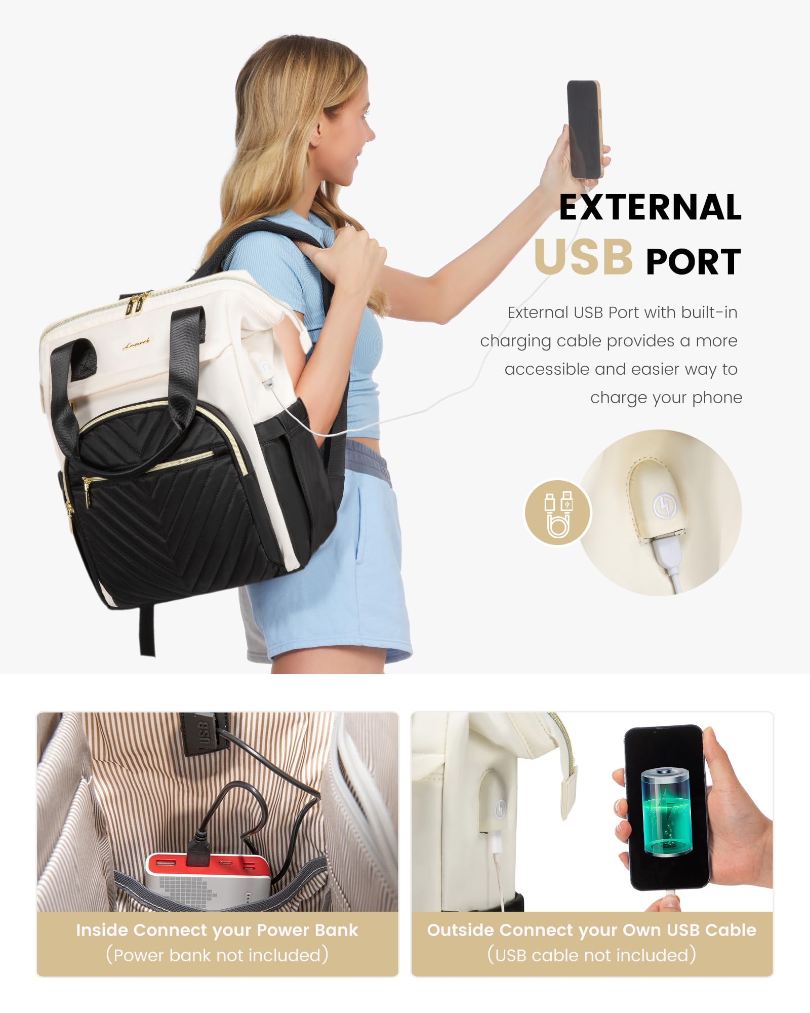 Foto 6 pulgar | Mochila Portátil Lovevook Impermeable De 17.3 Pulgadas Para Mujer, Color Negro - Venta Internacional.