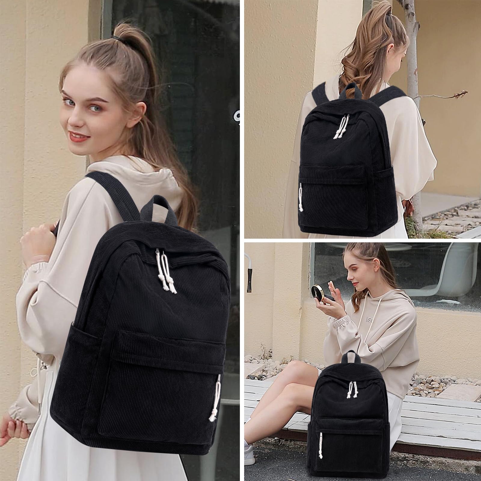 Foto 4 pulgar | Mochila Escolar Btoop De Pana Para Adolescentes Con Bolsa Para Portátil De 17 Pulgadas - Venta Internacional.
