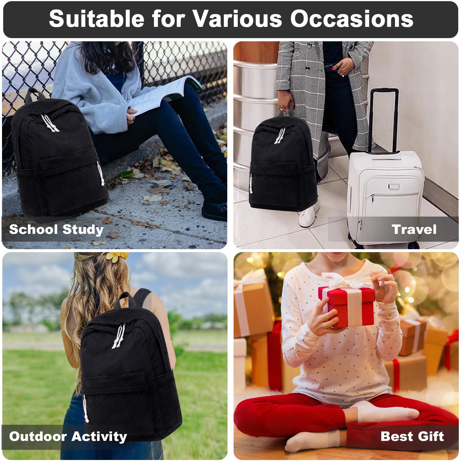 Foto 7 pulgar | Mochila Escolar Btoop De Pana Para Adolescentes Con Bolsa Para Portátil De 17 Pulgadas - Venta Internacional.