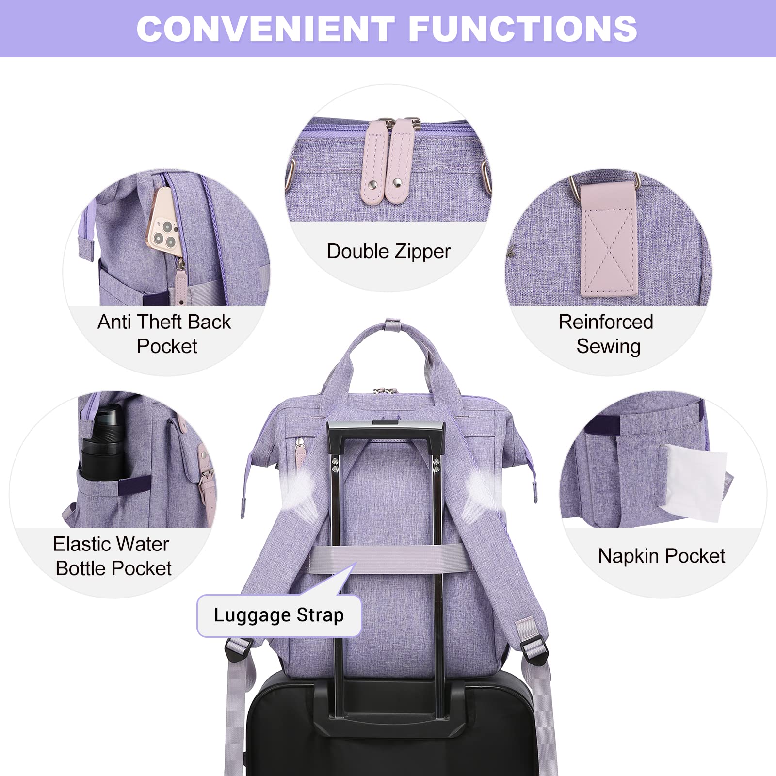 Foto 7 pulgar | Mochila Para Portátil Lovevook Para Mujer 15.6 Pulgadas, Color Morado - Venta Internacional.