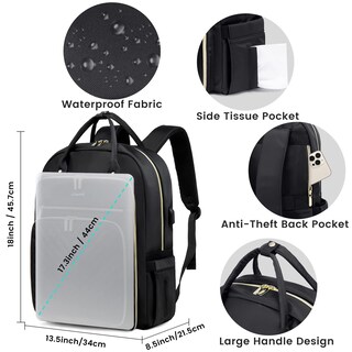 Foto 4 | Mochila Para Portátil Lovevook Para Mujer, Profesora, 17.3 Pulgadas, Impermeable, Negra - Venta Internacional.