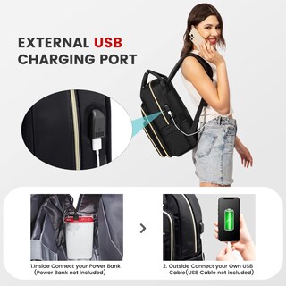Foto 5 | Mochila Para Portátil Lovevook Para Mujer, Profesora, 17.3 Pulgadas, Impermeable, Negra - Venta Internacional.