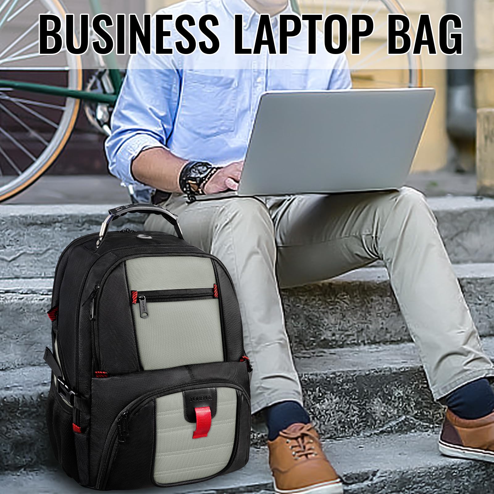 Foto 4 | Mochila Yorepek 18.4 Para Portátil Con Puerto De Carga Usb, Color Gris - Venta Internacional.