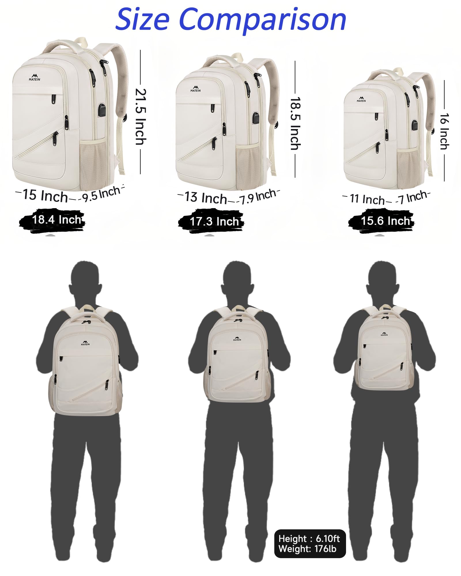 Foto 5 pulgar | Mochila De Viaje Matein Tsa Extra Grande De 50 Litros Para Mujer De 18 Pulgadas - Venta Internacional.