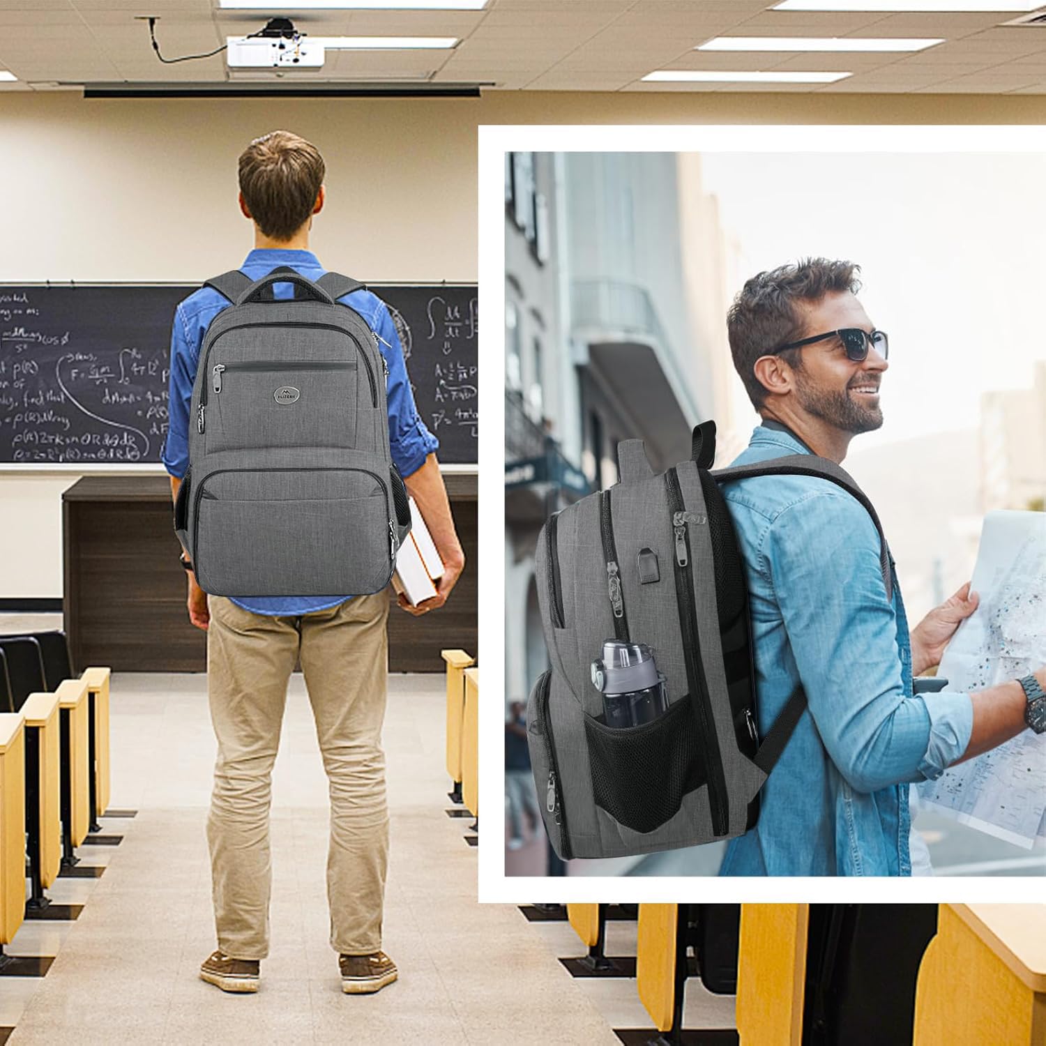 Foto 7 | Mochila Matein, Bolsa De Trabajo Para Portátil De 18 Pulgadas, Gris - Venta Internacional.