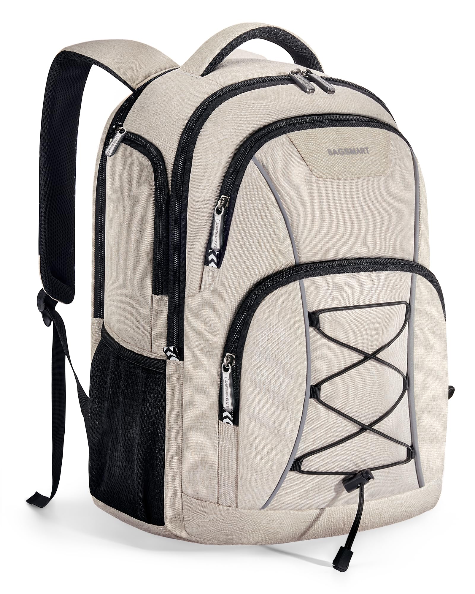 Mochila Para Portátil Bagsmart Travel Con Cargador Usb De 15,6 Pulgadas, Color Beige - Venta Internacional.